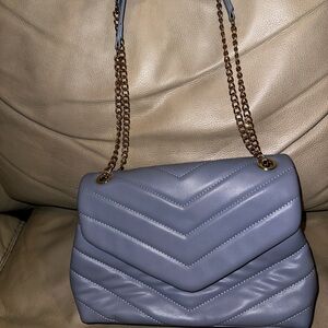 Elegant baby blue Quilted Shoulder Bag